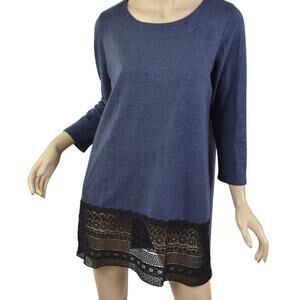Zinni by Garnet Hill French Terry Tunic - XL - Indigo Heather - NWT